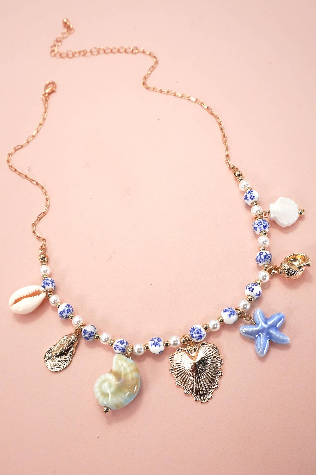 CHARM CERAMIC PORCELAIN NECKLACE-HEART SEA LIFE | 80N91706: GOLD