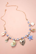 Load image into Gallery viewer, CHARM CERAMIC PORCELAIN NECKLACE-HEART SEA LIFE | 80N91706: GOLD
