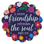 Load image into Gallery viewer, Magnet Blue Floral Sweet Friendship Prov. 27:9
