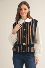 Load image into Gallery viewer, Variety Button Black/Taupe Vest
