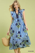Load image into Gallery viewer, Sandi Floral &amp; Stripe Dress

