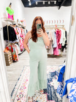 Load image into Gallery viewer, Sage Ruffle Jumpsuit
