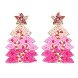 Pink Christmas Earrings