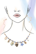 Load image into Gallery viewer, CHARM CERAMIC PORCELAIN NECKLACE-HEART SEA LIFE | 80N91706: GOLD
