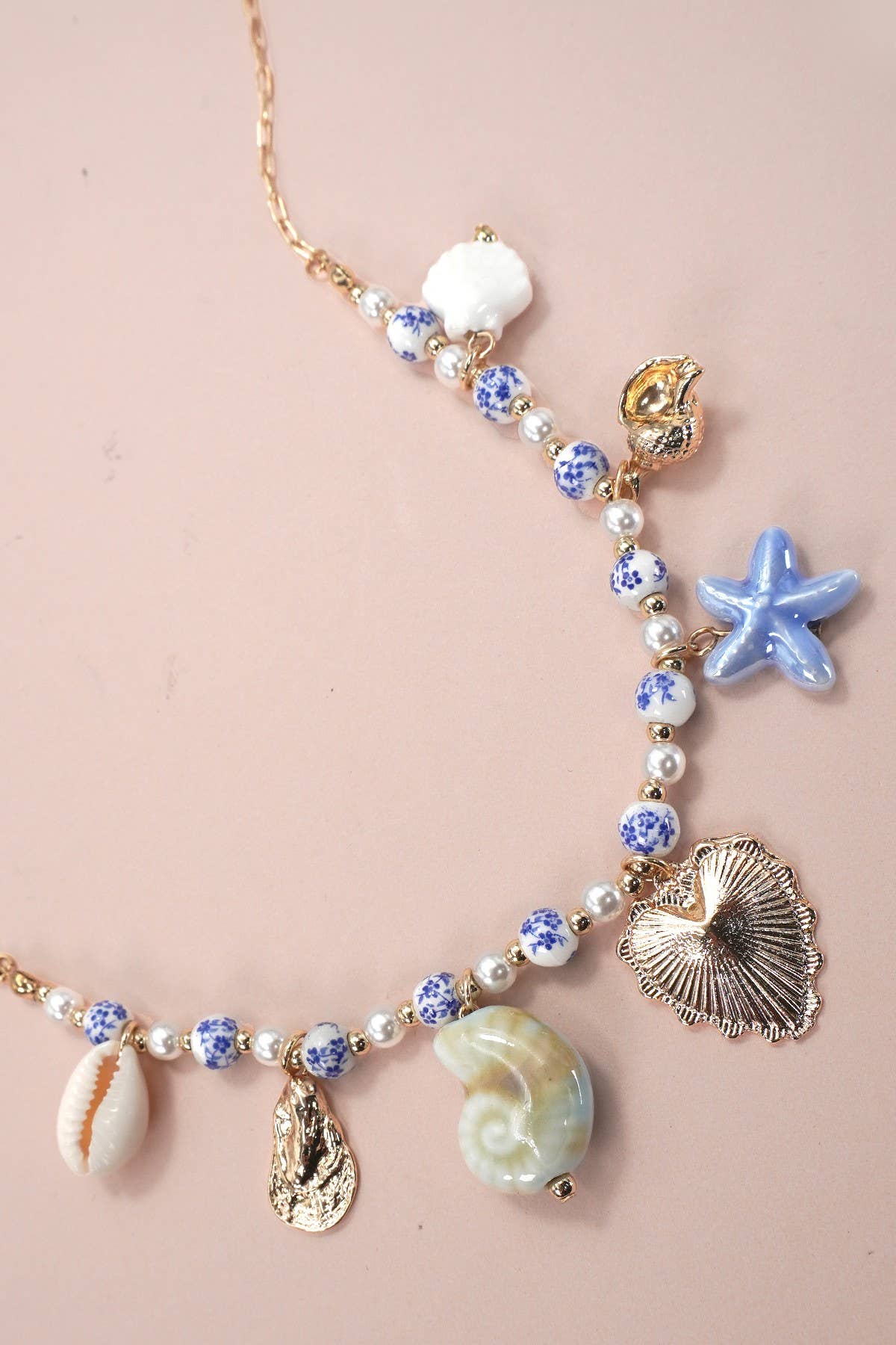 CHARM CERAMIC PORCELAIN NECKLACE-HEART SEA LIFE | 80N91706: GOLD