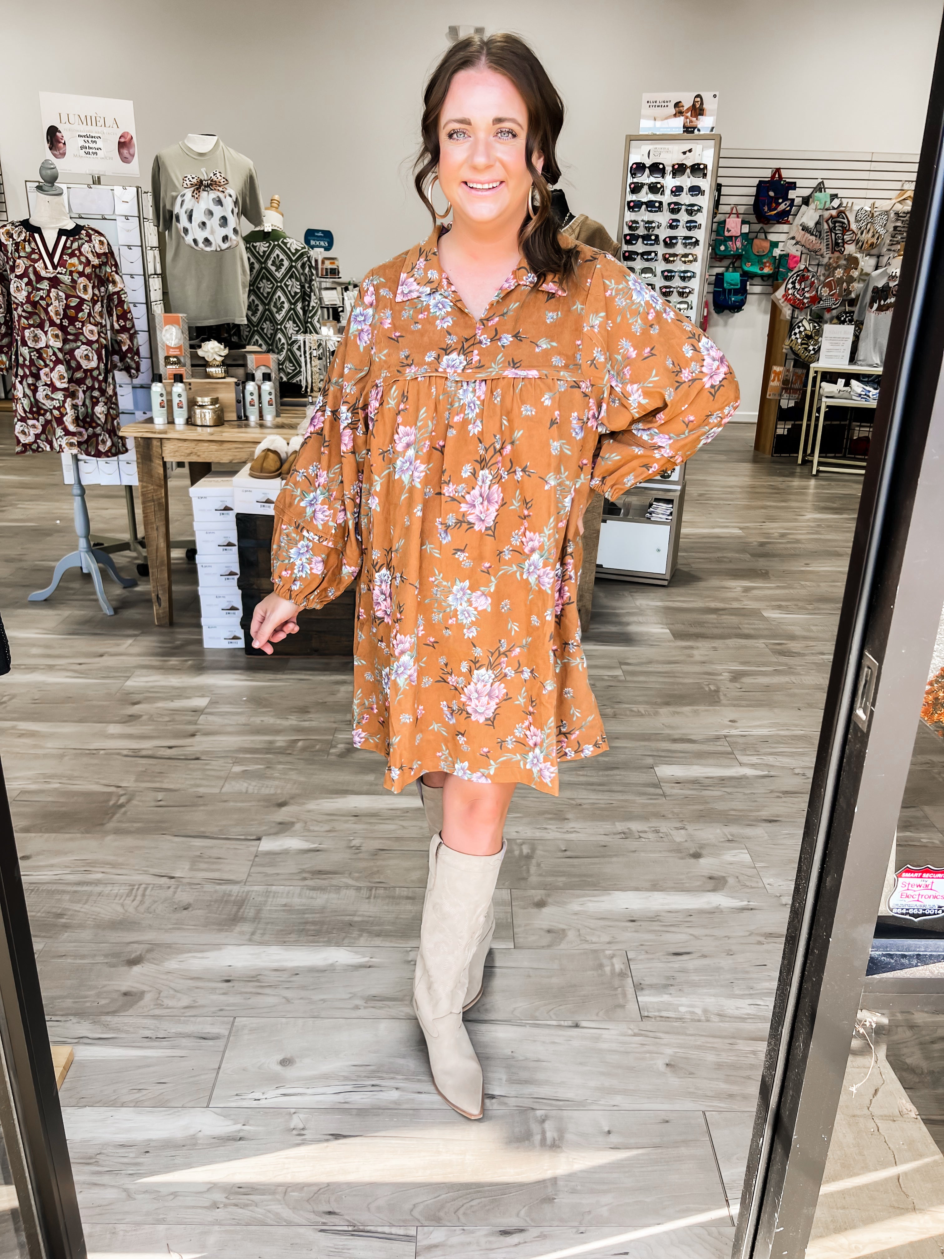 Floral Corduroy Dress