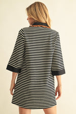 Load image into Gallery viewer, Taupe/Black Dress with Ruffled Accents
