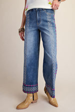 Load image into Gallery viewer, Dark Denim With Embroidery Detail
