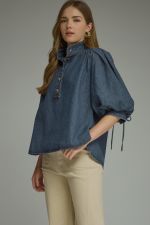 Load image into Gallery viewer, Dressy Denim Top
