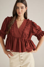 Load image into Gallery viewer, Brick Ruffle Top
