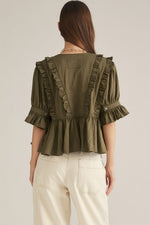 Load image into Gallery viewer, Olive Ruffle Top
