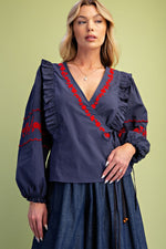 Load image into Gallery viewer, Navi Embroidery Detailing Top
